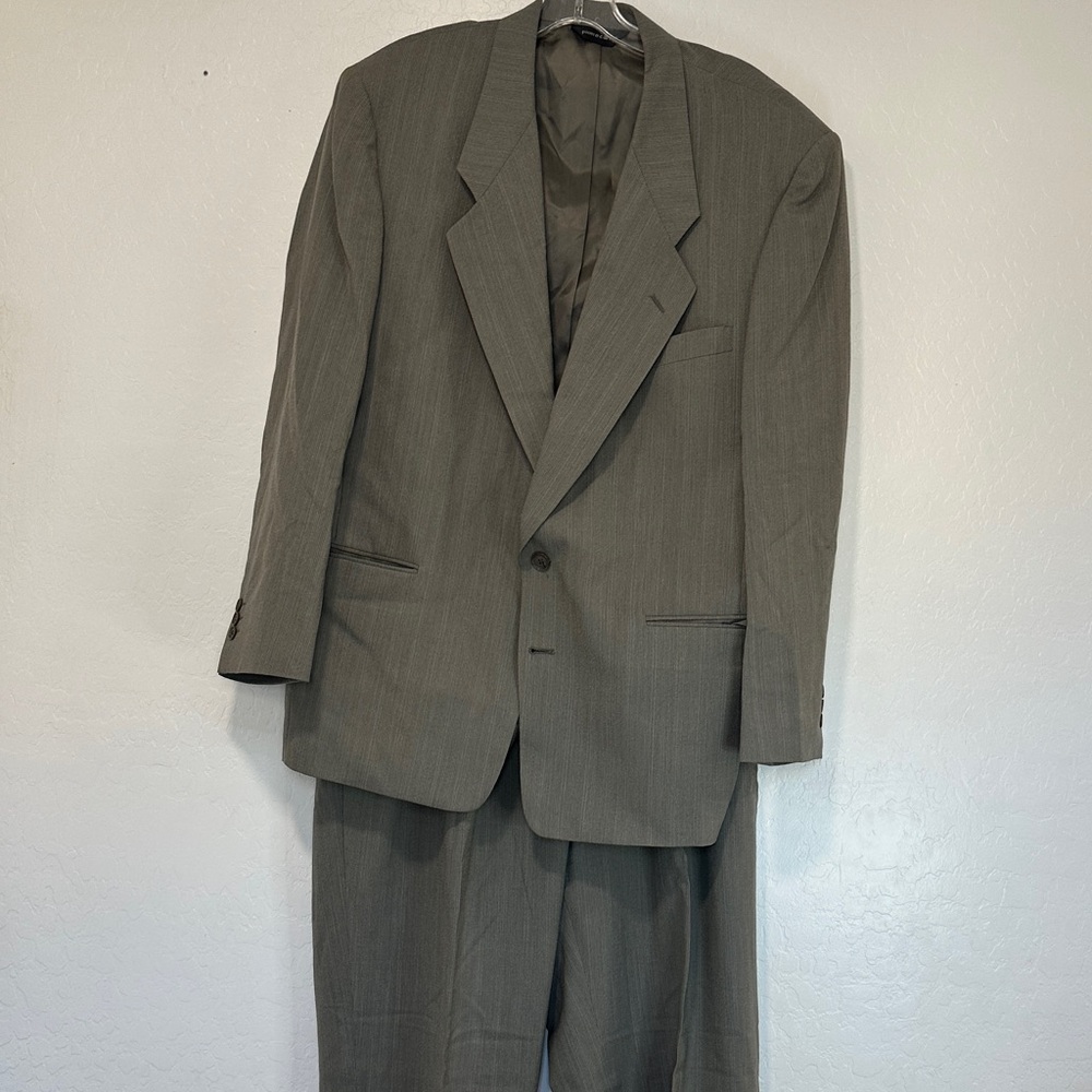 Pierre Cardin gray 2 piece Suit Blazer‎ 44R Trousers pants 38x30 100% wool mens